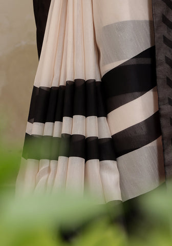 Digital Printed Saree - B&W with Hot Pink Digital Printed Saree - B&W with Hot Pink