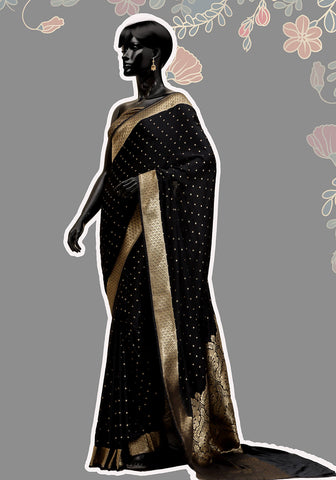 Silk Banarasi Saree - Black Silk Banarasi Saree - Black