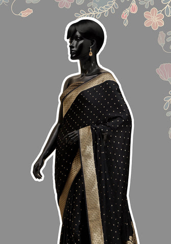Silk Banarasi Saree - Black Silk Banarasi Saree - Black