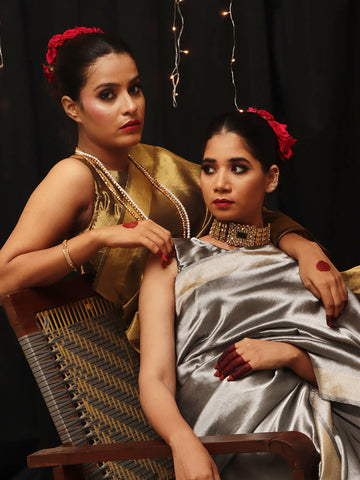 Chanderi Tissue Saree - Antique Gold Chanderi Tissue Saree - Antique Gold