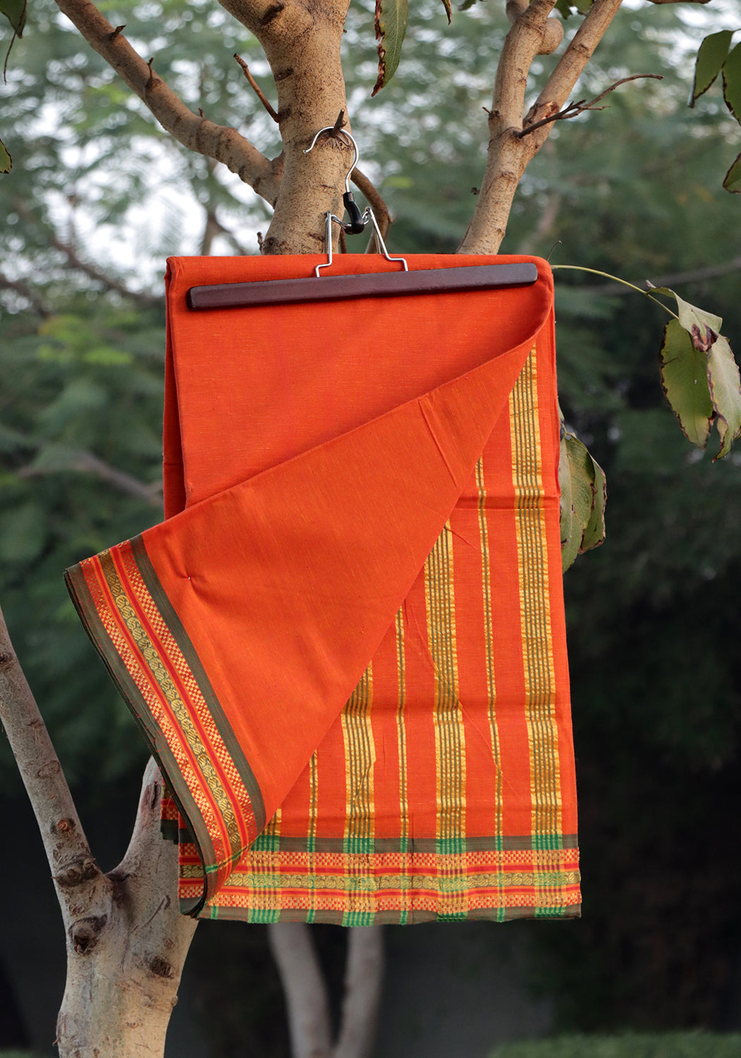 Cotton Lawn Saree - Burnt Rust