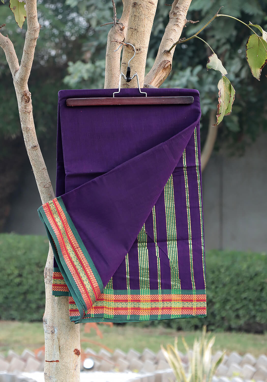 Cotton Lawn Saree - Dark Purple