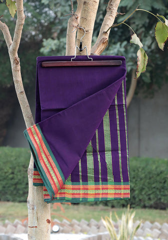 Cotton Lawn Saree - Dark Purple