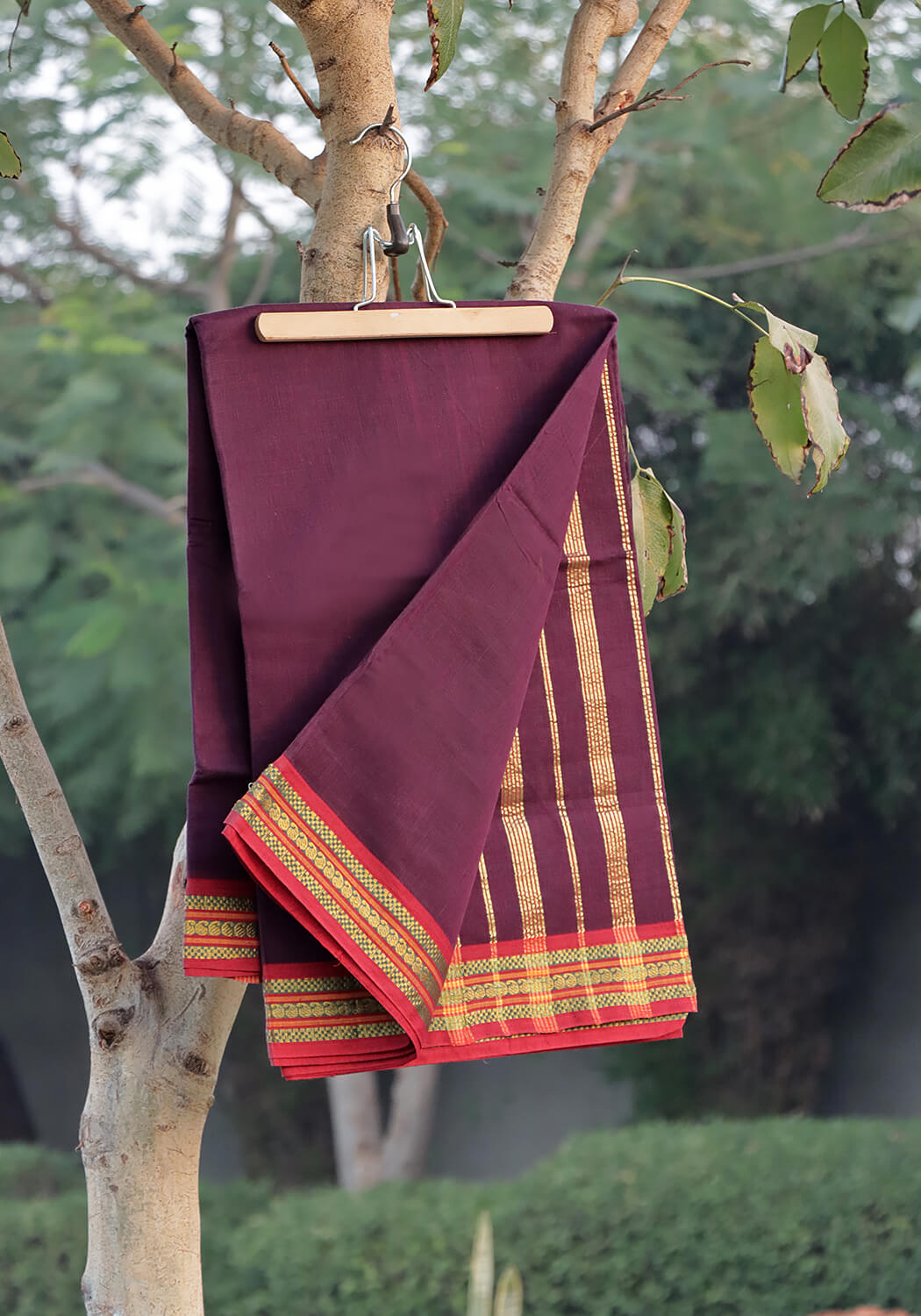 Cotton Lawn Saree - Burgundy II