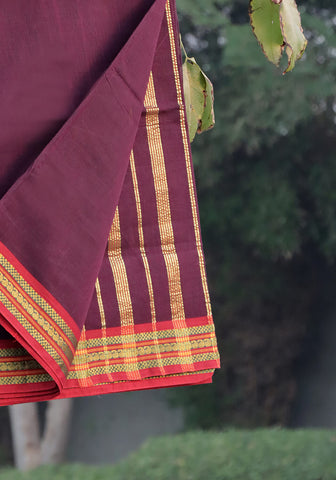 Cotton Lawn Saree - Burgundy II