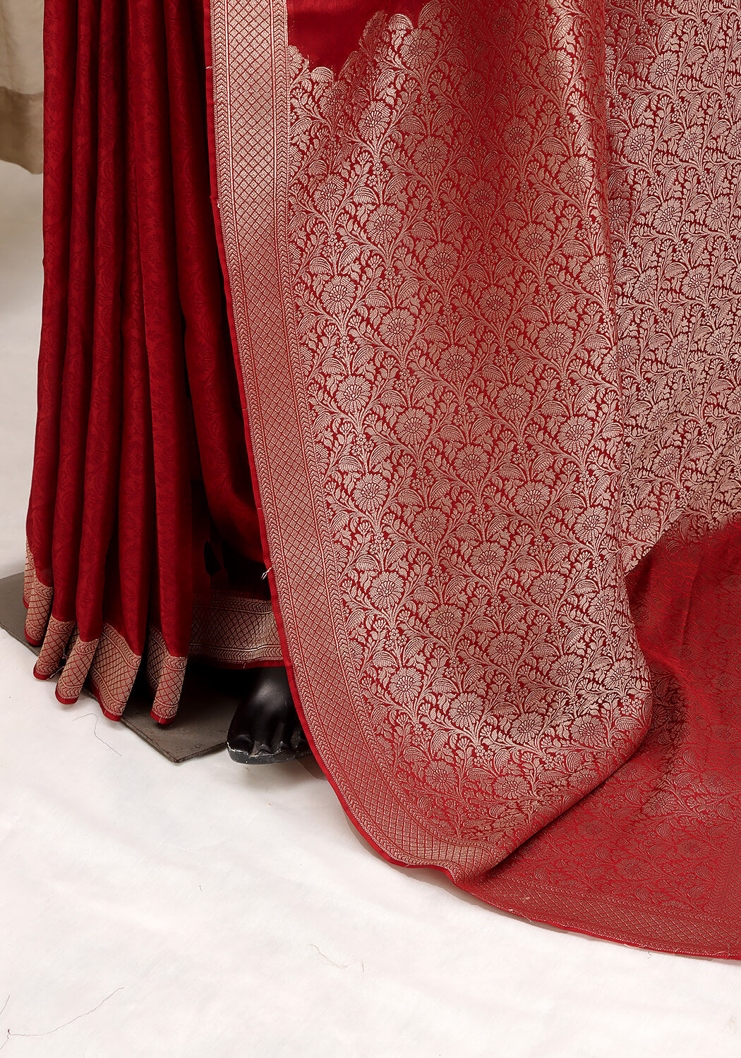 Chiffon Silk Banarasi Saree - Deep Red