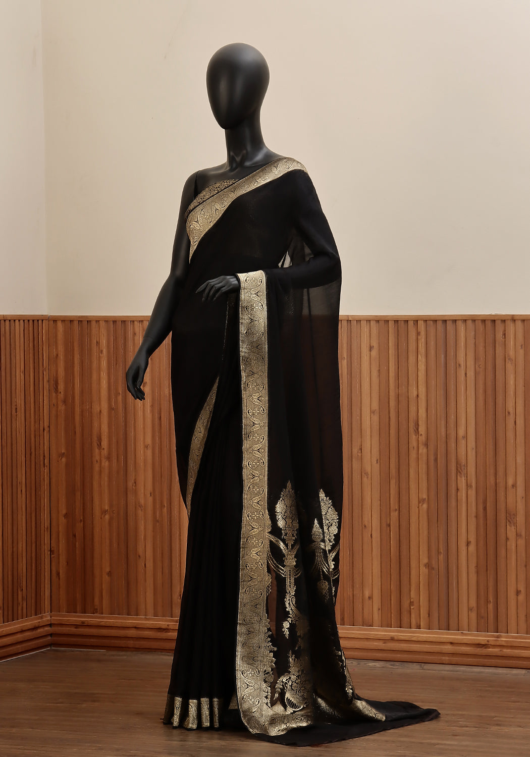 Chiffon Silk Banarasi Saree - Black
