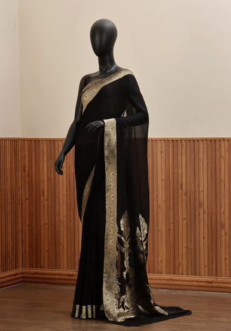 Chiffon Silk Banarasi Saree - Black