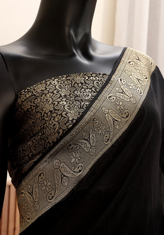 Chiffon Silk Banarasi Saree - Black