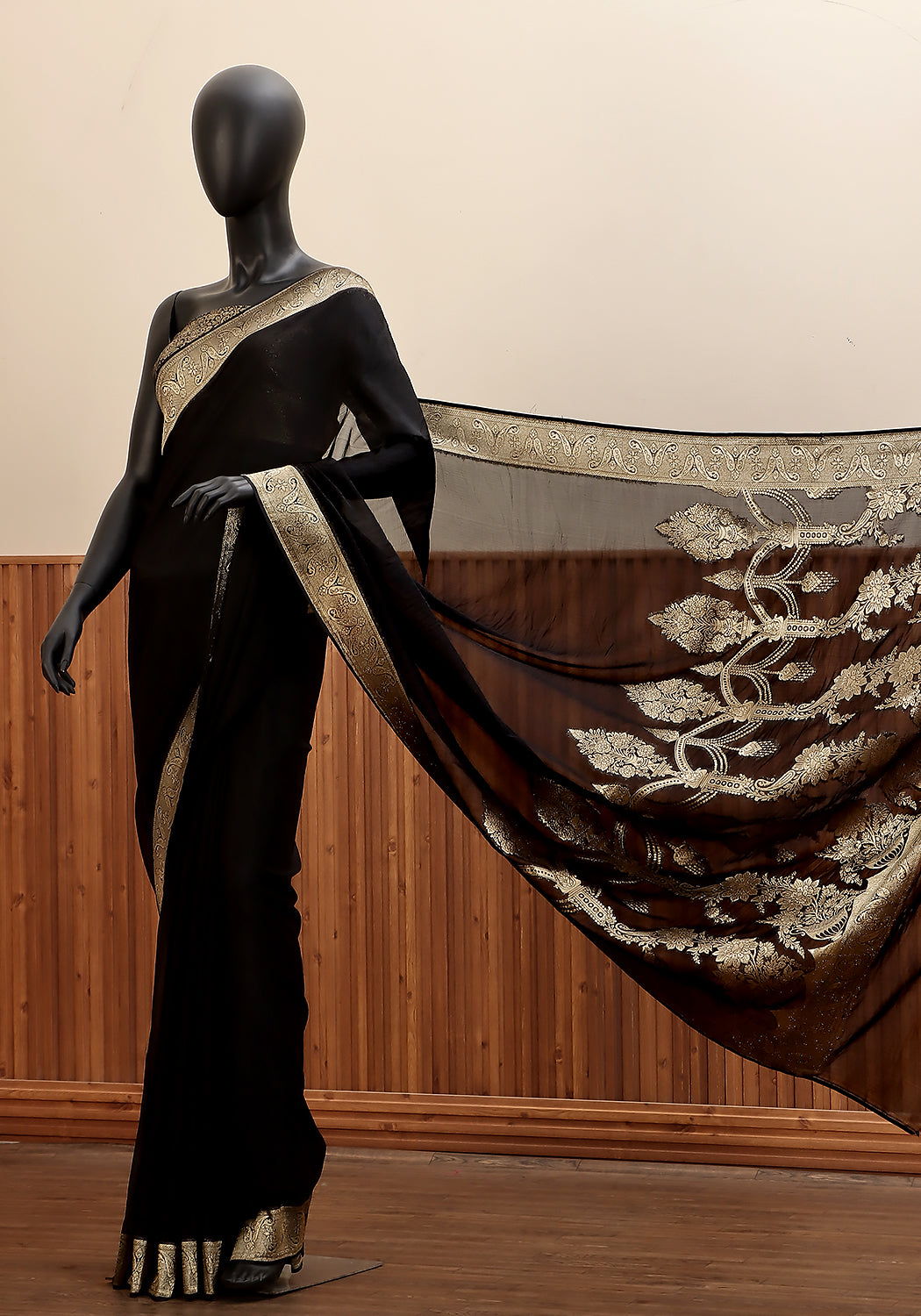 Chiffon Silk Banarasi Saree - Black