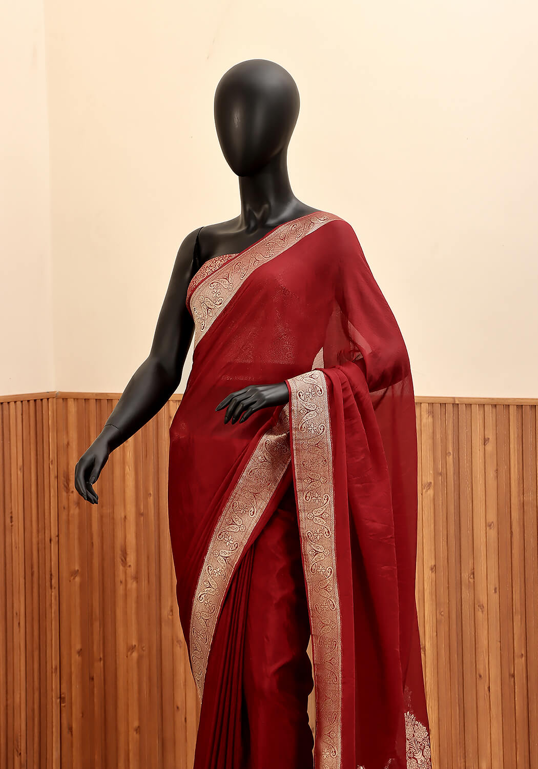 Chiffon Silk Banarasi Saree - Maroon