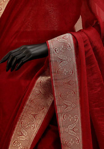 Chiffon Silk Banarasi Saree - Maroon