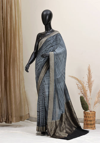 Shibori Banarasi Saree - Grey