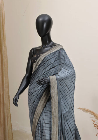 Shibori Banarasi Saree - Grey