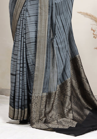 Shibori Banarasi Saree - Grey
