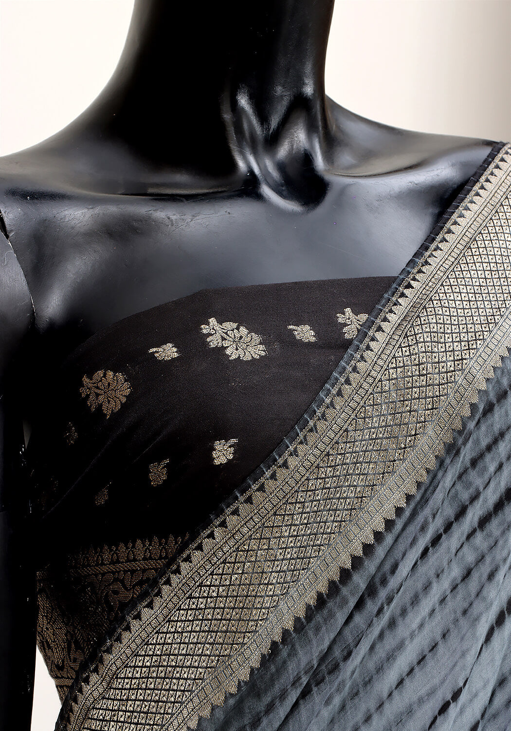 Shibori Banarasi Saree - Grey