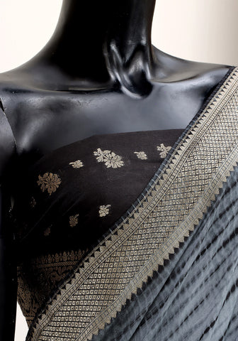 Shibori Banarasi Saree - Grey