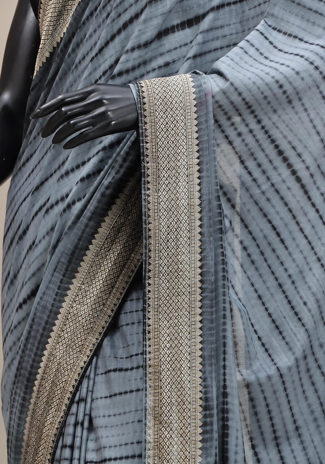 Shibori Banarasi Saree - Grey