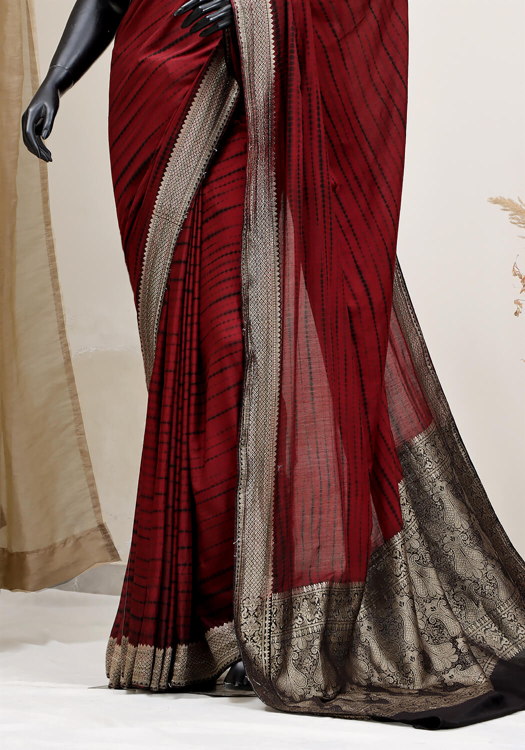 Shibori Banarasi Saree - Maroon