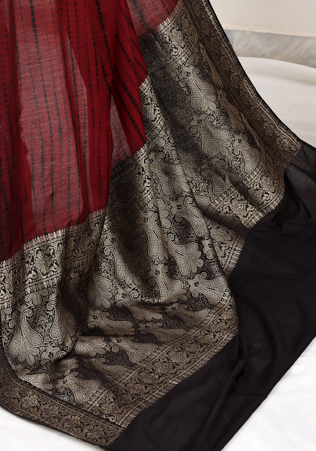 Shibori Banarasi Saree - Maroon