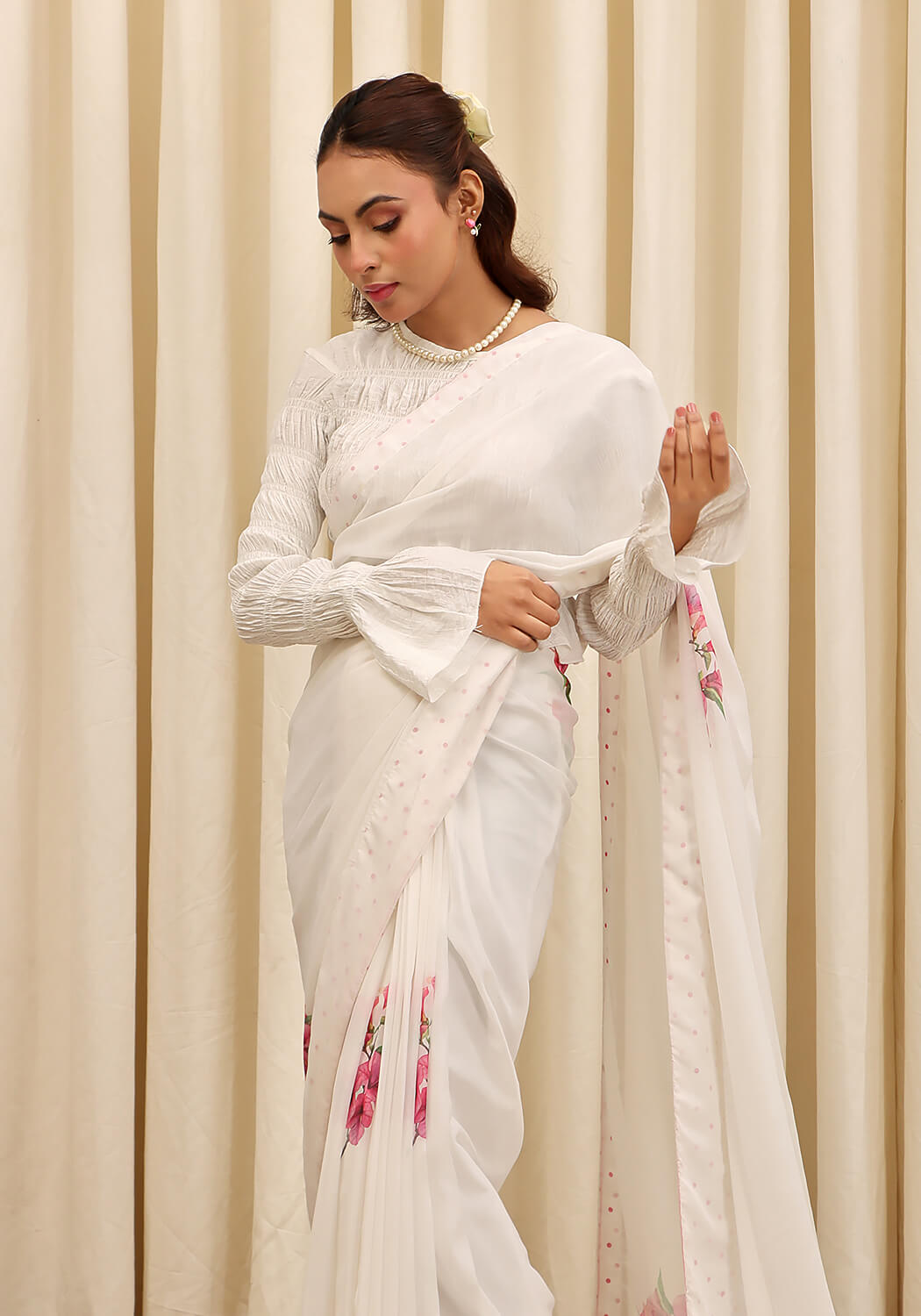 Chiffon Digital Printed - Milky White