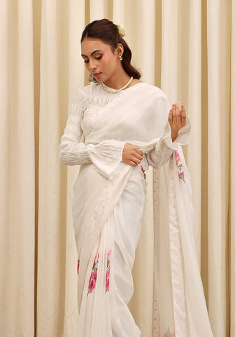 Chiffon Digital Printed - Milky White