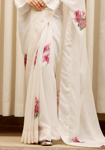 Chiffon Digital Printed - Milky White