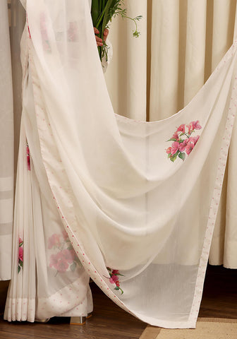 Chiffon Digital Printed - Milky White