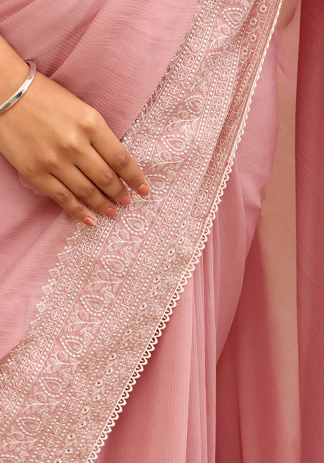 Embroidered Saree -  Soft Pink