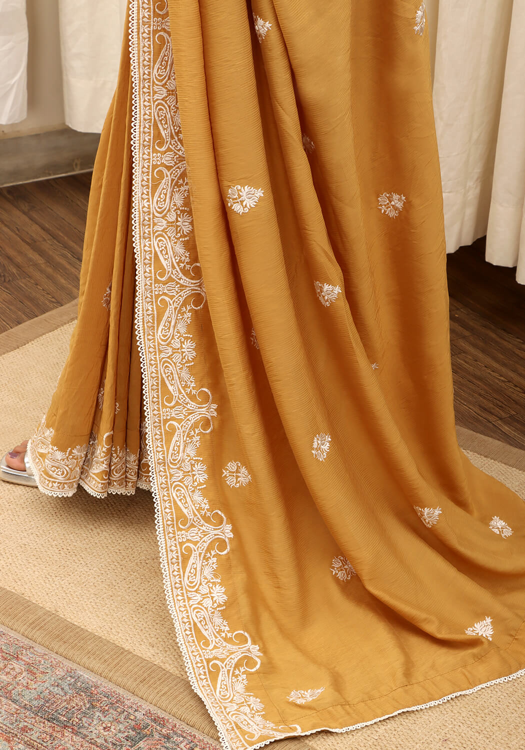 Embroidered Saree -  Mustard