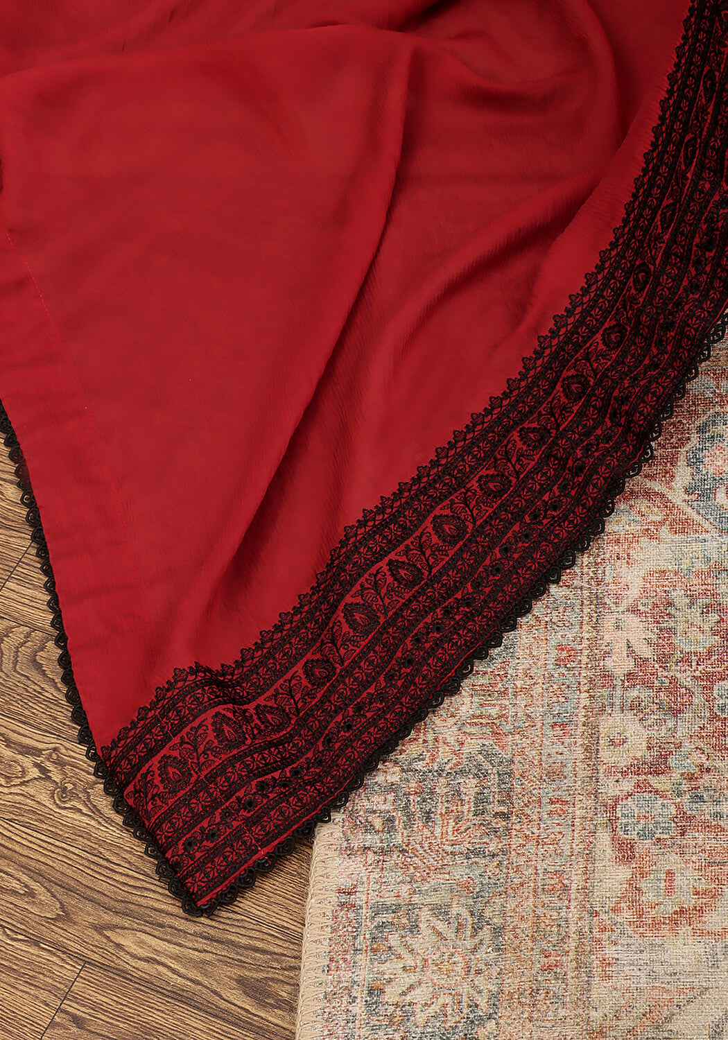 Embroidered Saree -  Maroon