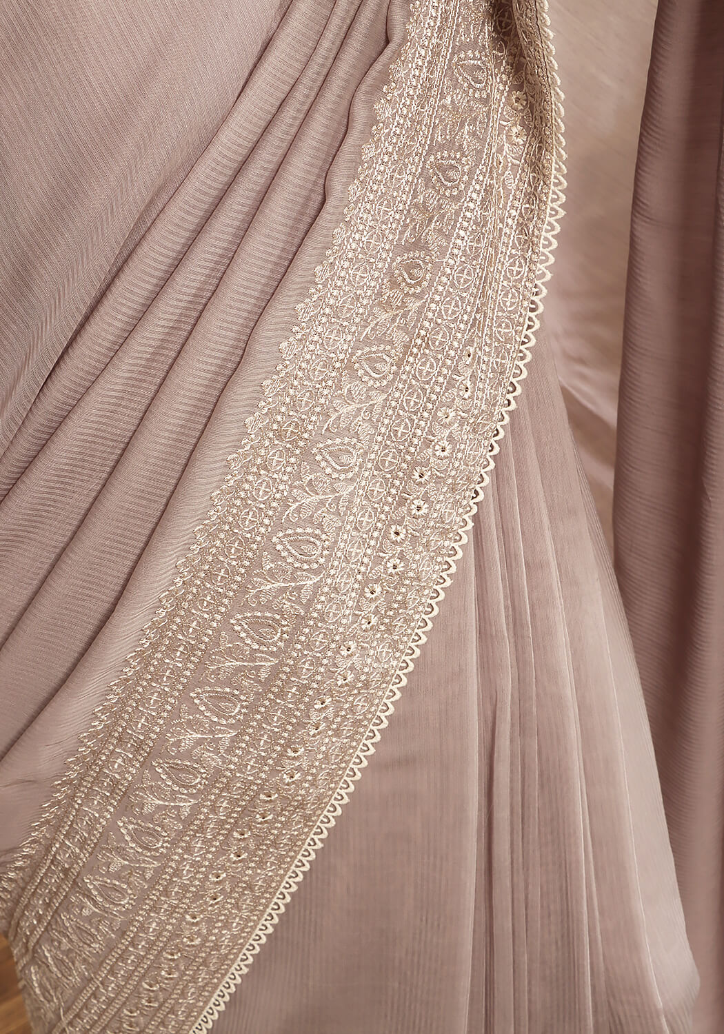 Embroidered Saree - Ash Grey