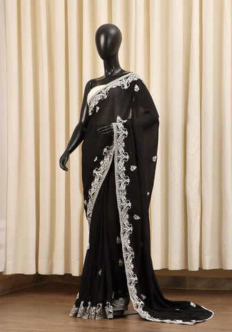 Embroidered Saree -  Black
