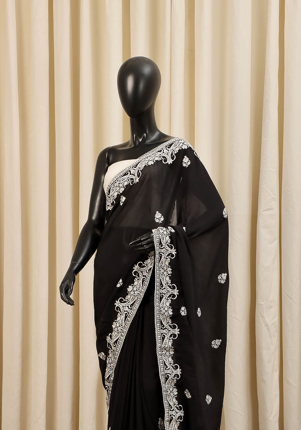 Embroidered Saree -  Black