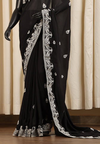 Embroidered Saree -  Black