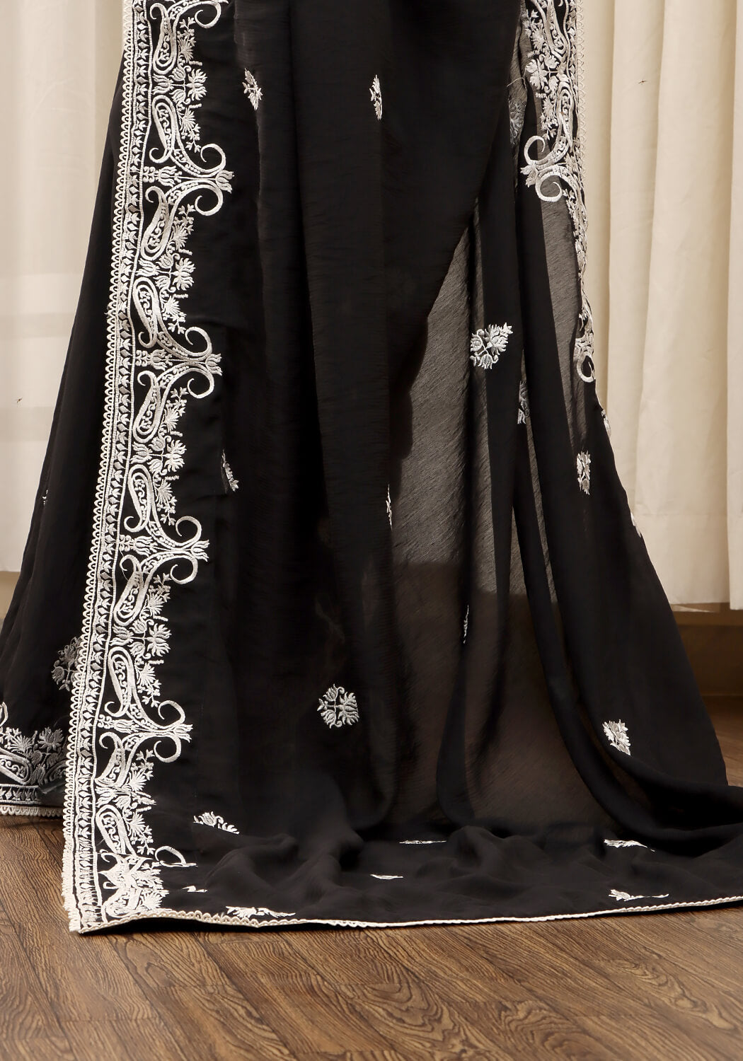 Embroidered Saree -  Black
