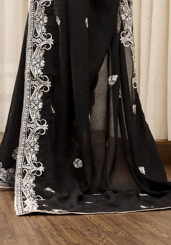 Embroidered Saree -  Black