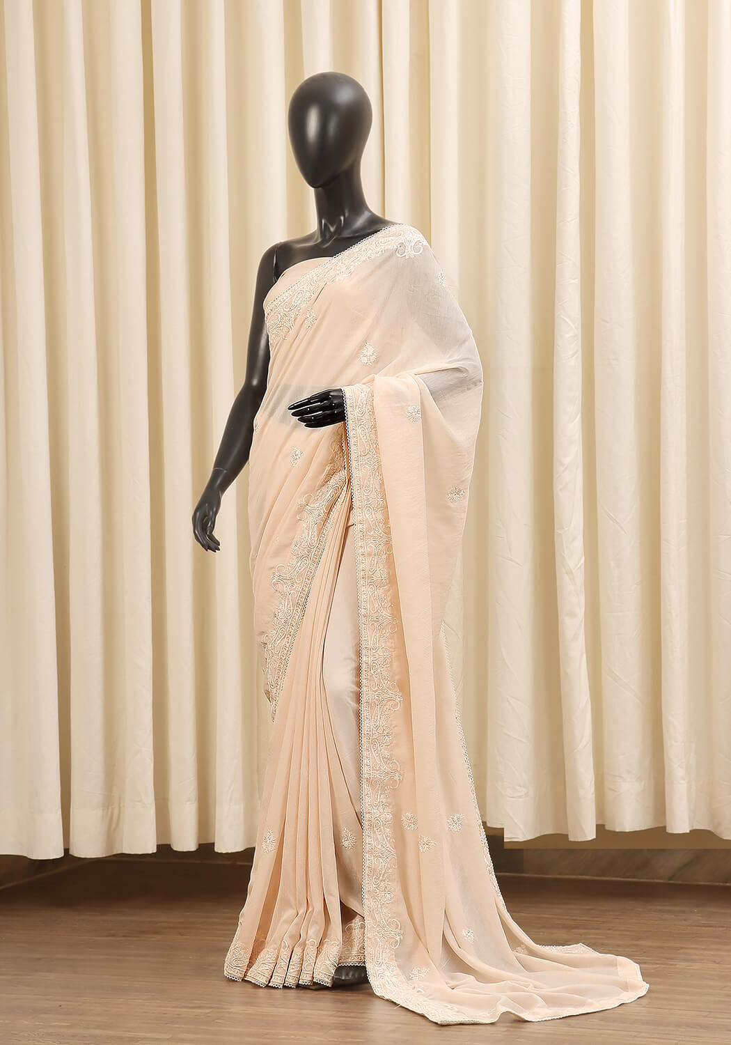Embroidered Saree -  Pearl