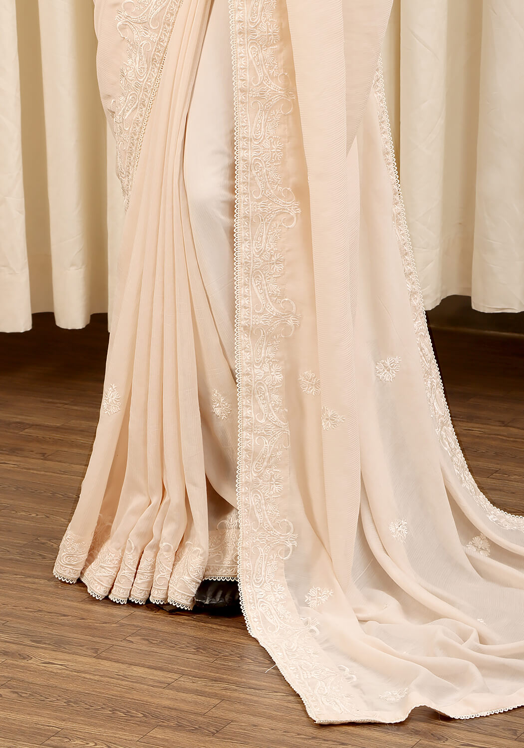 Embroidered Saree -  Pearl