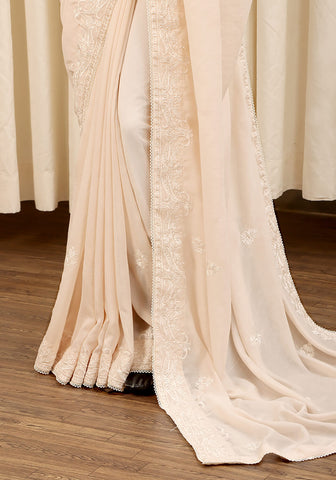 Embroidered Saree -  Pearl