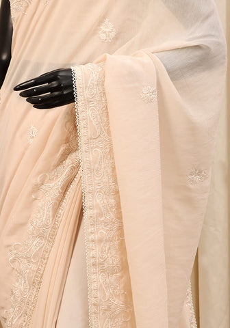 Embroidered Saree -  Pearl