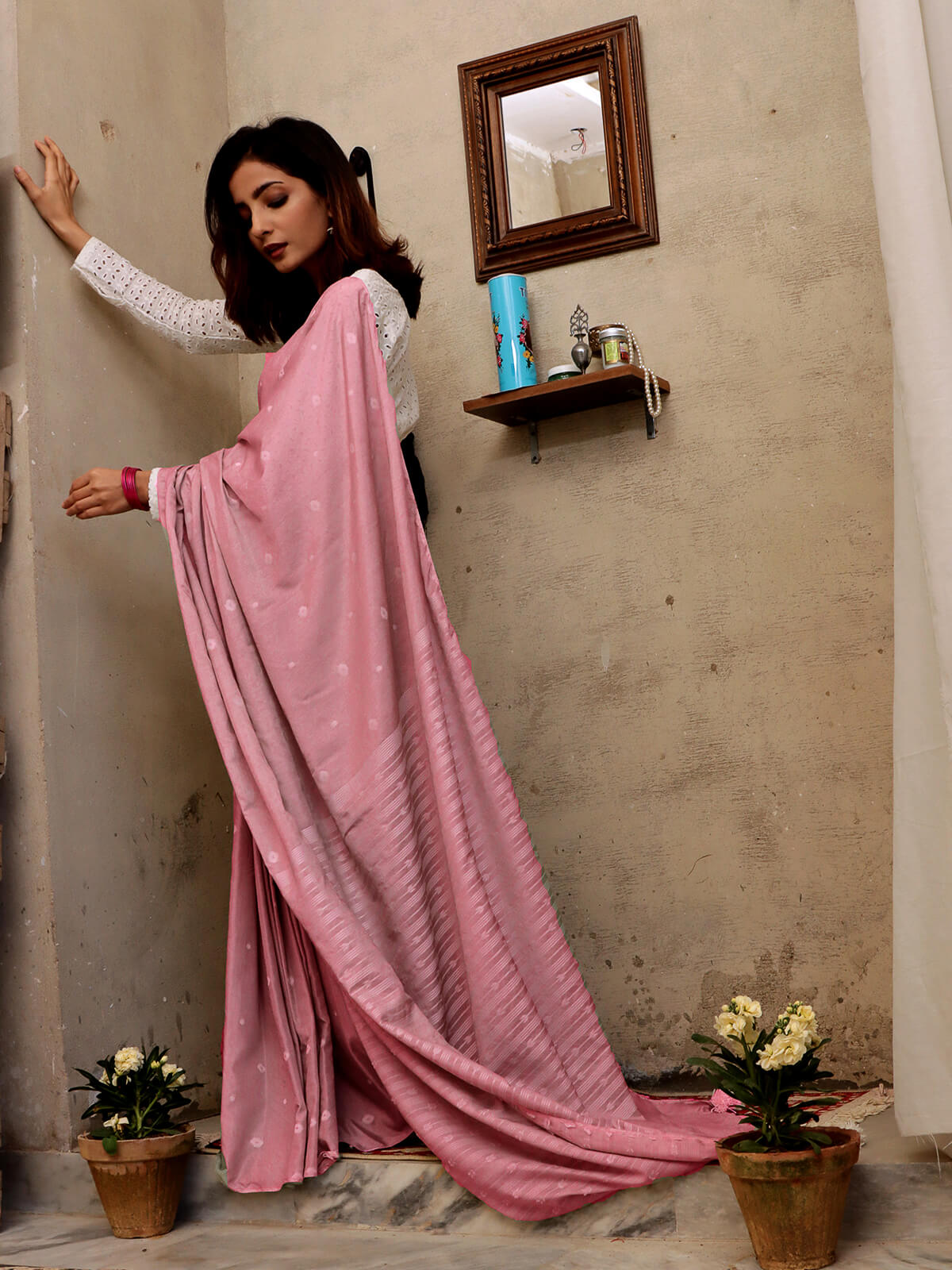 Handloom Jacquard Saree - Pink