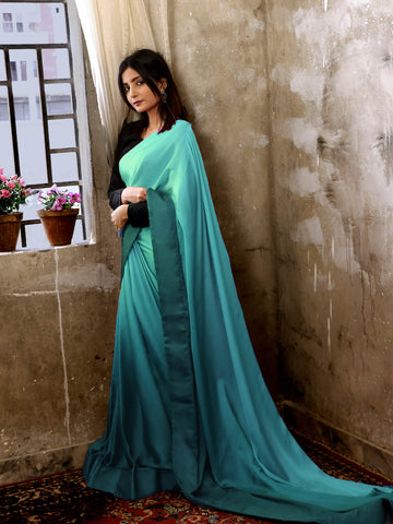 Ombré Silk Sarees - Aqua