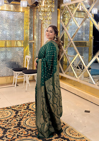 Silk Banarasi Saree - Bottle Green