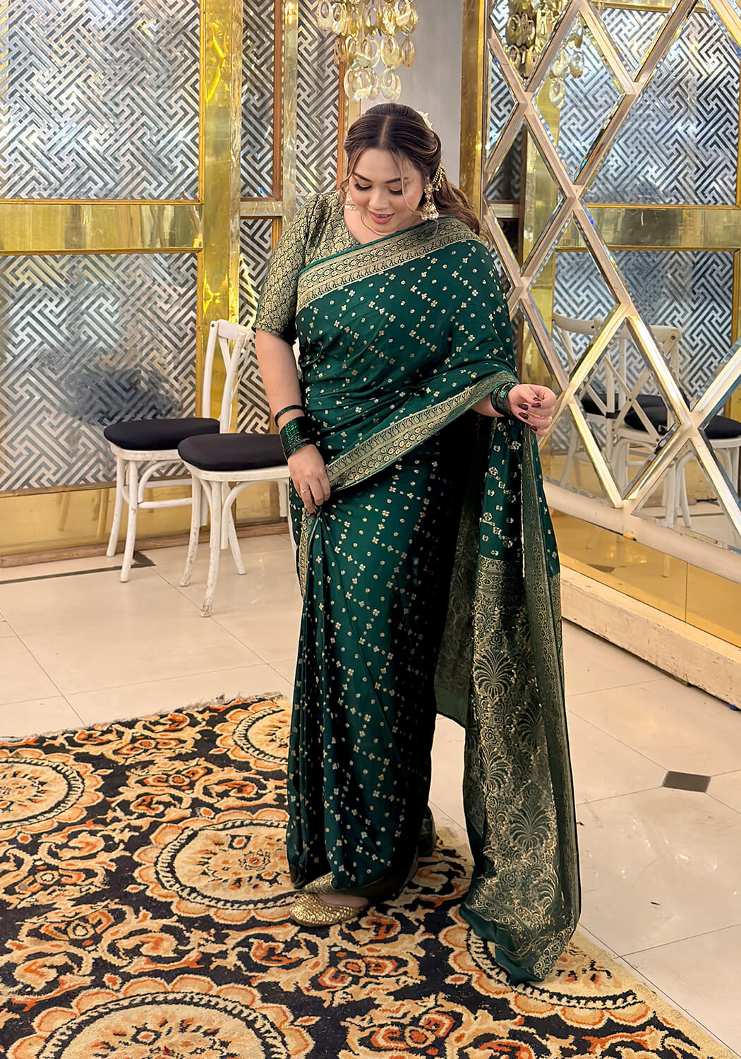 Silk Banarasi Saree - Bottle Green