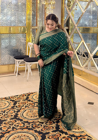 Silk Banarasi Saree - Bottle Green