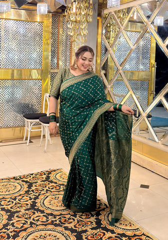 Silk Banarasi Saree - Bottle Green