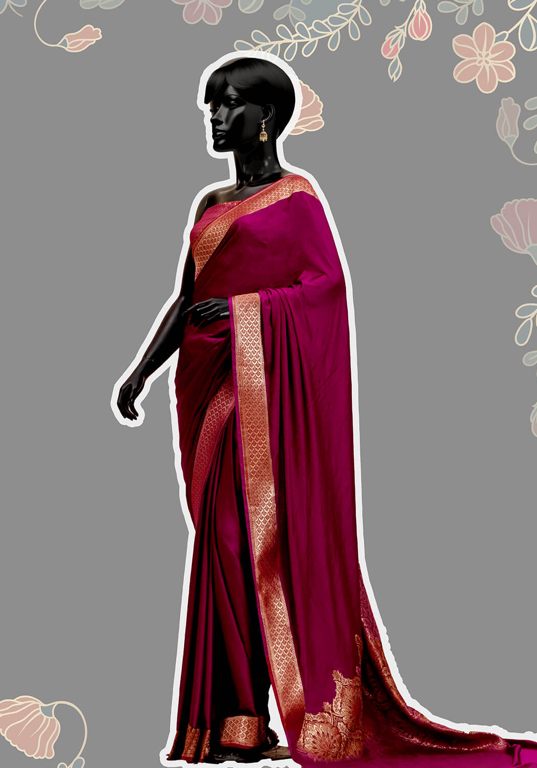 Silk Banarasi Saree - Beet Root