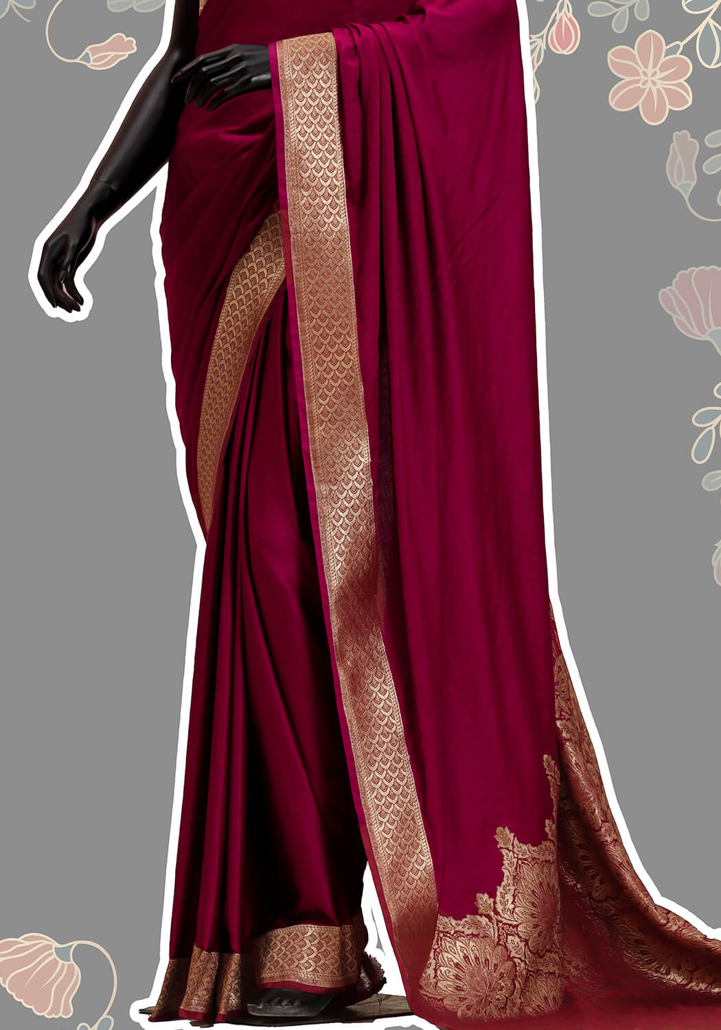 Silk Banarasi Saree - Beet Root