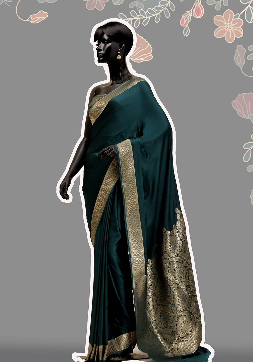 Silk Banarasi Saree - Teal